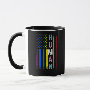 Human LGBT American Flag LGBTQ Rainbow Pride Month Mug