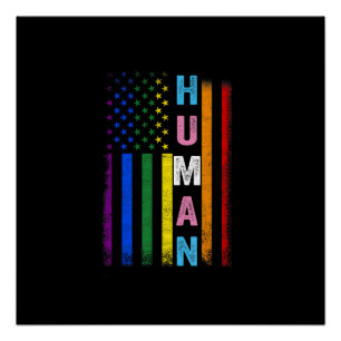 Human LGBT American Flag LGBTQ Rainbow Pride Month Poster