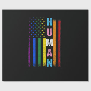 Human LGBT American Flag LGBTQ Rainbow Pride Month Wrapping Paper