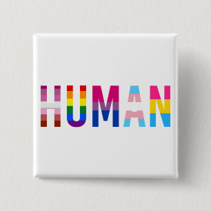 HUMAN LGBT Flag Gay Pride Month Transgender 15 Cm Square Badge