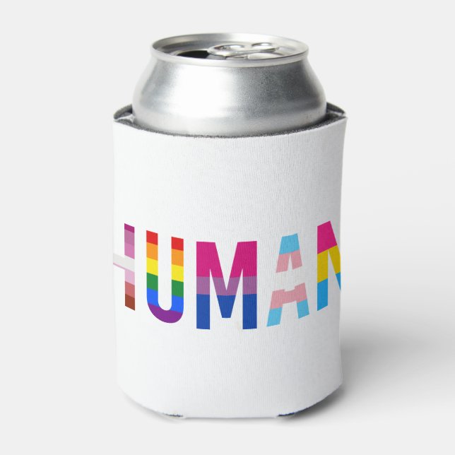 HUMAN LGBT Flag Gay Pride Month Transgender Can Cooler (Can Front)