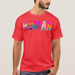 HUMAN LGBT Flag Gay Pride Month Transgender Rainbo T-Shirt