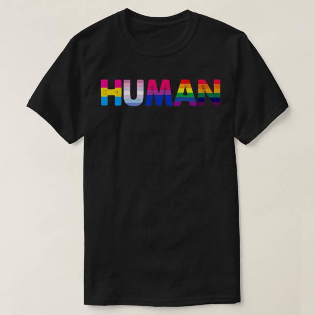 HUMAN LGBT Flag Gay Pride Month Transgender Rainbo T-Shirt (Design Front)