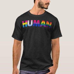 HUMAN LGBT Flag Gay Pride Month Transgender Rainbo T-Shirt