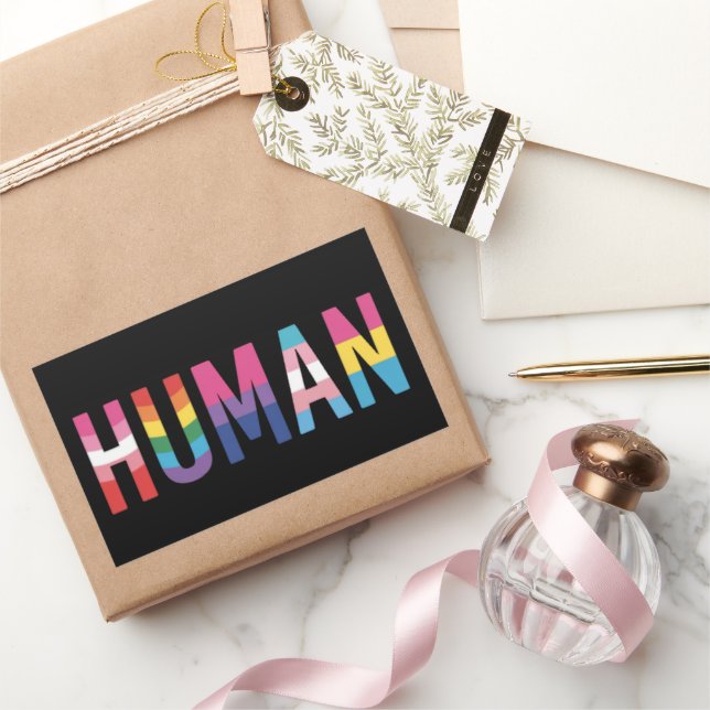 HUMAN LGBT Flag Gay Pride Month Transgender  Rectangular Sticker (Gifting)