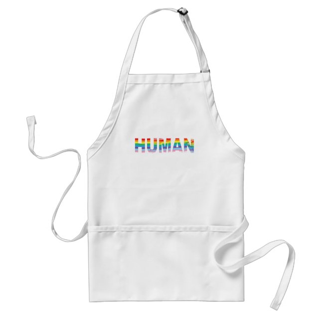 HUMAN LGBTQIA Rainbow Flag, Letter Cool Standard Apron (Front)