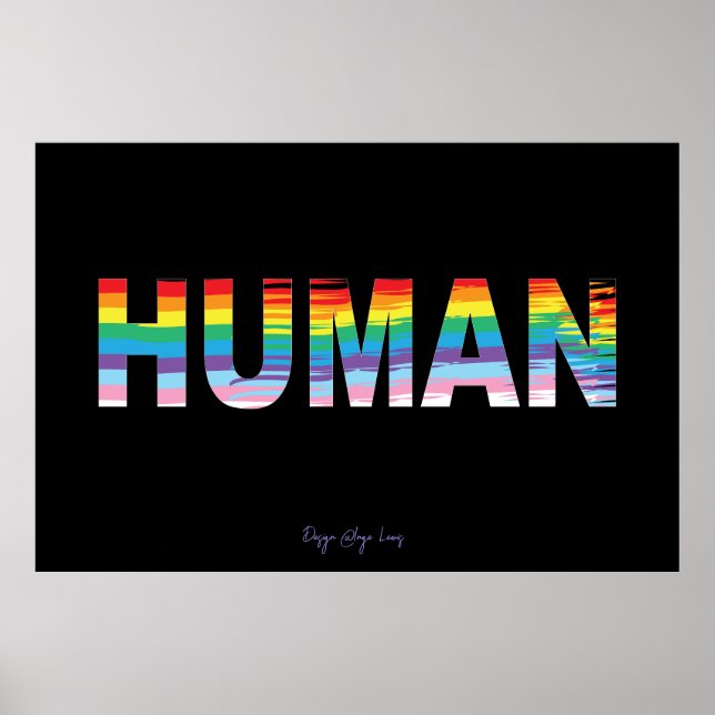 HUMAN LGBTQIA Rainbow Flag, Pride Letter Cool Poster (Front)