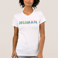 HUMAN LGBTQIA Rainbow Flag, Pride Letter T-Shirt 