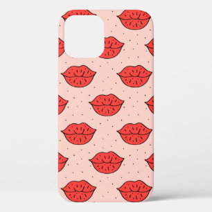 Human lips cute cartoon hand drawn doodle vintage iPhone 12 case