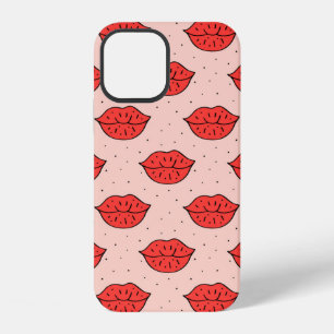 Human lips cute cartoon hand drawn doodle vintage iPhone 12 case