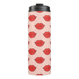 Human lips cute cartoon hand drawn doodle vintage  thermal tumbler