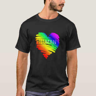 Human Love Heart Rainbow Flag Lgbt Pride T-Shirt
