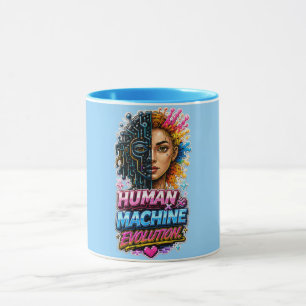 Human Machine Evolution AI Art Mug