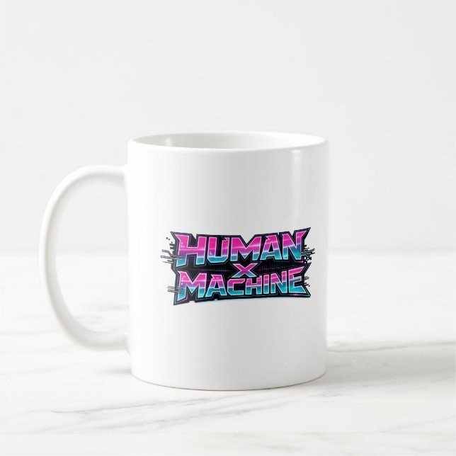 Human × Machine Futuristic Tech Coffee Mug (Left)