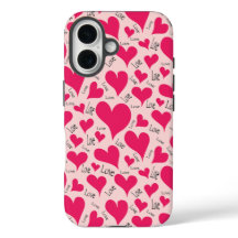 Human made: iPhone case with pink hearts and love