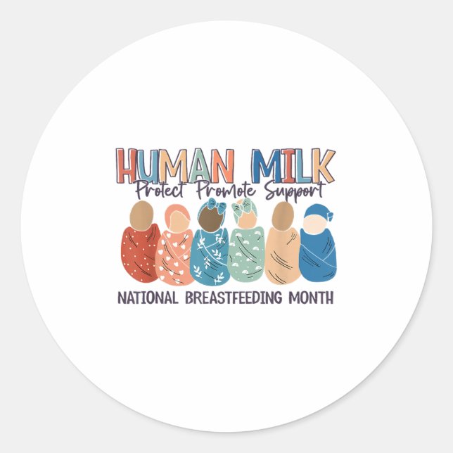 Human Milk Moms Milk S National Breastfeeding Mont Classic Round Sticker (Front)