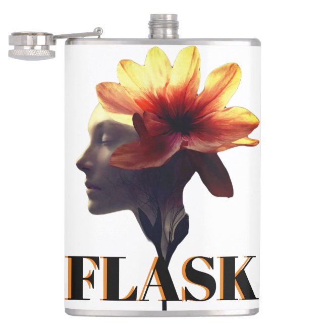 Human Petal Flower Design Uniquely Crafted for -  Hip Flask (Opened)