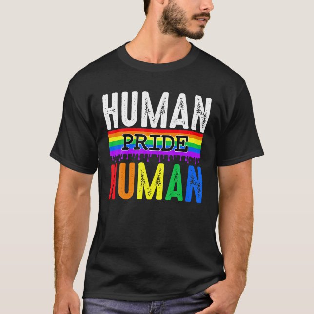 Human Pride LGBT Rainbow Flag Gender Equality T-Shirt (Front)