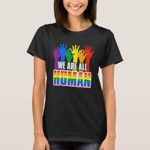 Human Pride Month Rainbow LGBT Flag Lesbian Trans  T-Shirt