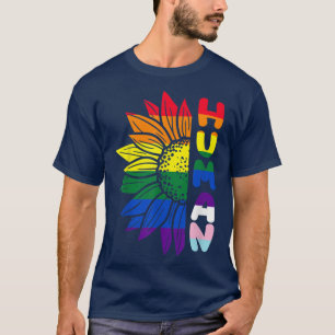 HUMAN Pride Sunflower LGBT Flag Gay Pride Month Pr T-Shirt
