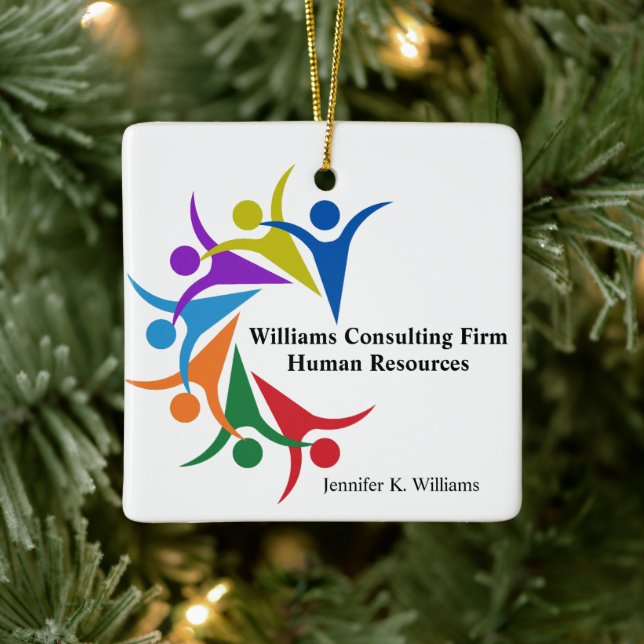 Human Resources Custom Company Rainbow Christmas Ceramic Ornament (Tree)