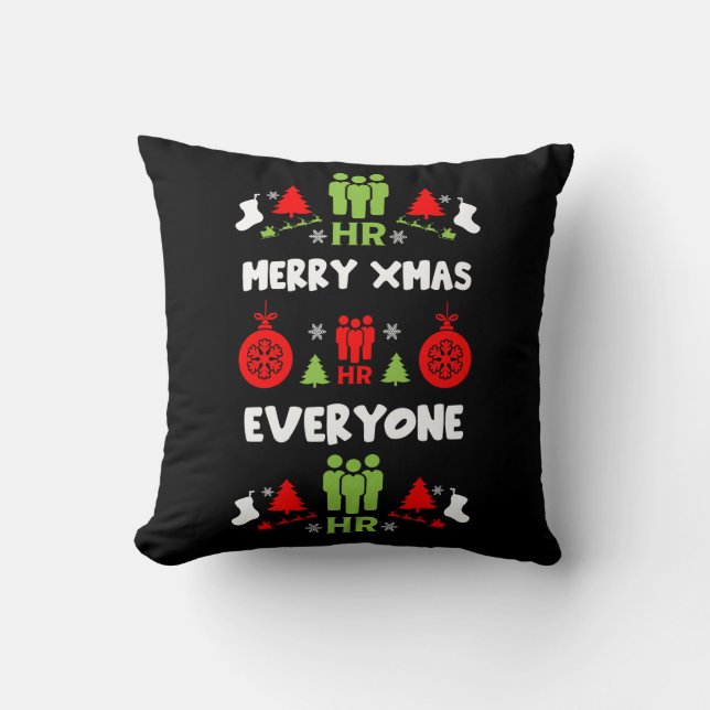 Human Resources Ugly Santa Xmas Gifts Cushion (Front)