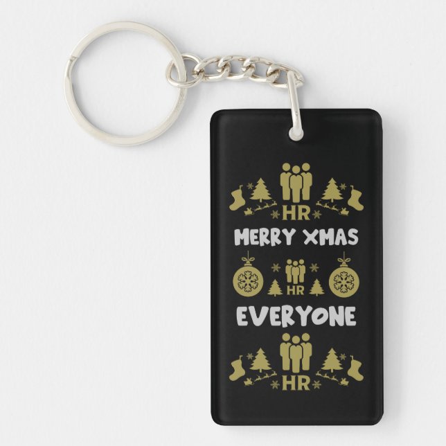 Human Resources Ugly Santa Xmas Gifts Key Ring (Front)