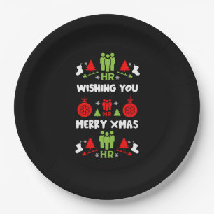 Human Resources Ugly Santa Xmas Gifts Paper Plate