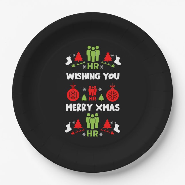 Human Resources Ugly Santa Xmas Gifts Paper Plate (Front)