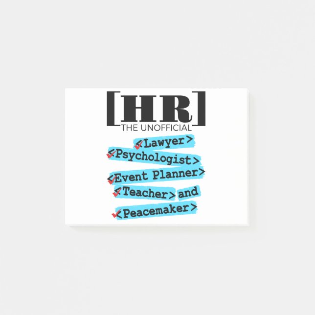 Human Resources Unofficial Funny HR Post-it Notes (Front)