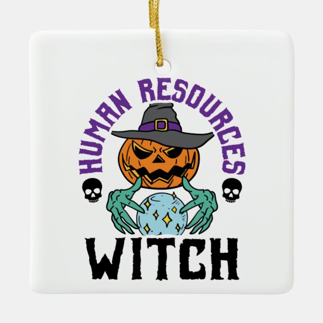 Human Resources Witch HR Halloween Ceramic Ornament (Front)