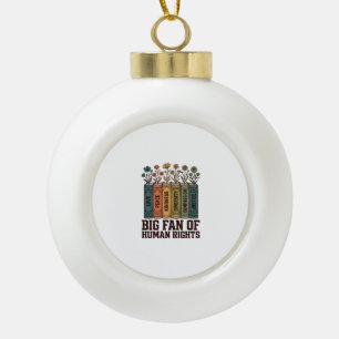 Human Rights Book Flowers Vintage Vector Design_1 Ceramic Ball Christmas Ornament