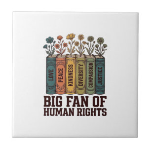 Human Rights Book Flowers Vintage Vector Design_1 Ceramic Tile