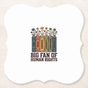 Human Rights Book Flowers Vintage Vector Design_1 Paper Coaster