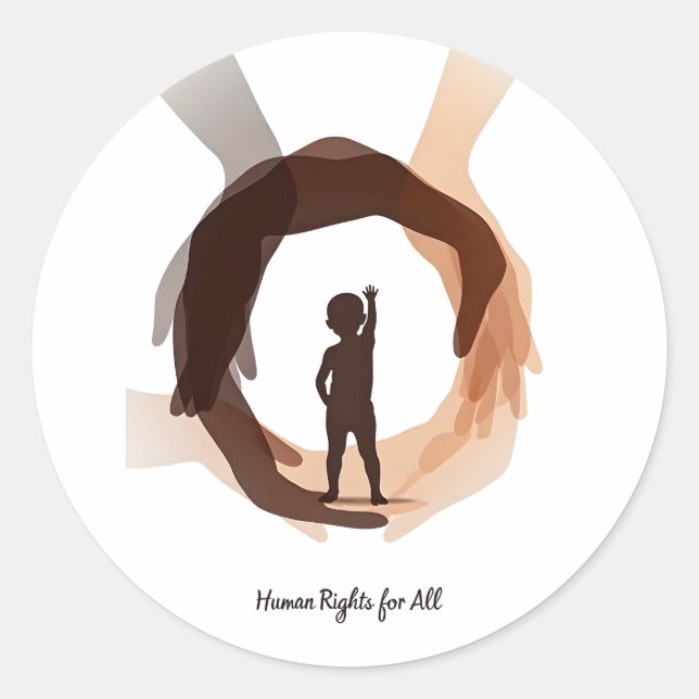 Human Rights for All – Minimal Diversity Circle De Classic Round Sticker (Front)