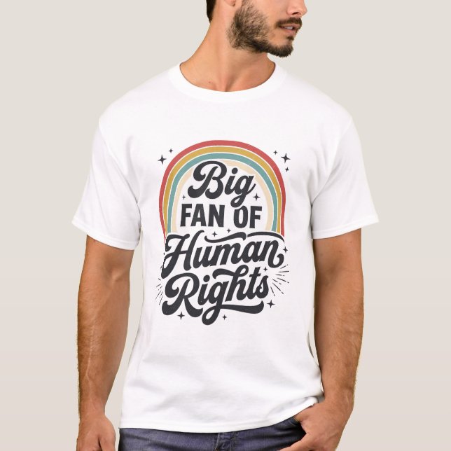 Human Rights Retro Rainbow Vector T-Shirt Design_1 (Front)