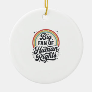 Human Rights Retro Rainbow Vector T-Shirt Design_1 Ceramic Ornament