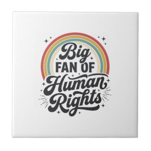 Human Rights Retro Rainbow Vector T-Shirt Design_1 Ceramic Tile