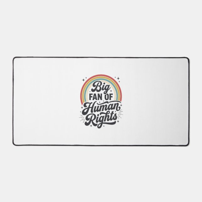 Human Rights Retro Rainbow Vector T-Shirt Design_1 Desk Mat (Front)
