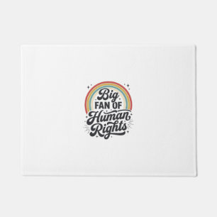 Human Rights Retro Rainbow Vector T-Shirt Design_1 Doormat
