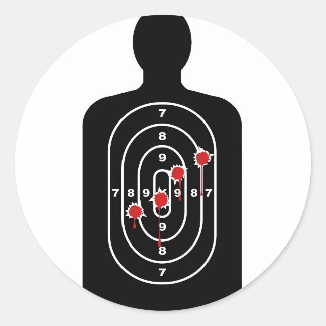 Human Shape Target With Bullet Holes Classic Round Sticker (Front)