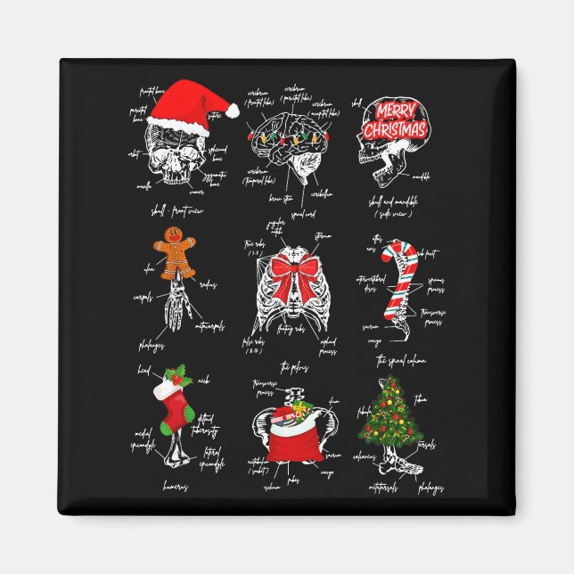 Human Skeleton Anatomy Christmas Medical Student X Magnet (Front)
