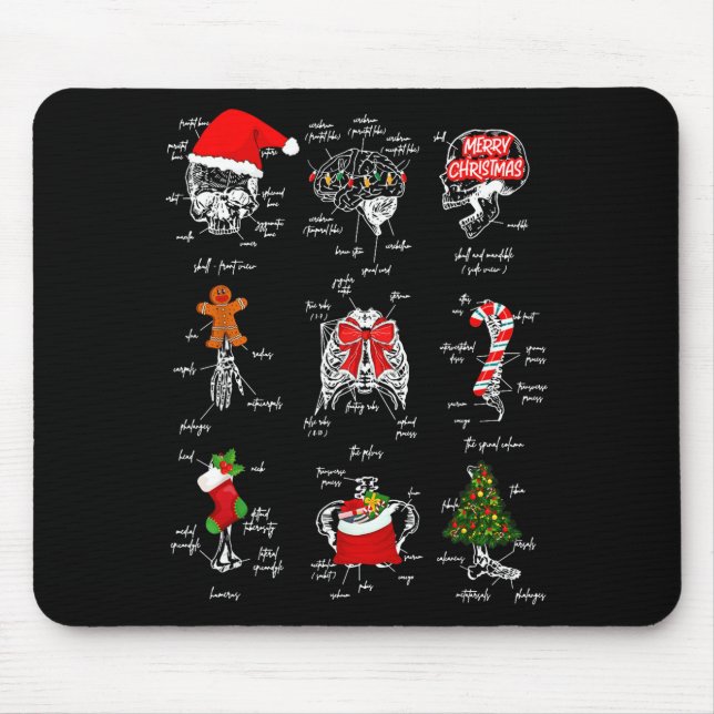 Human Skeleton Anatomy Christmas Medical Student X Mouse Pad (Front)