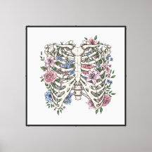 Human Skeleton and Flowers