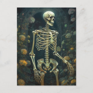 Human Skeleton in the Flowers Postcard