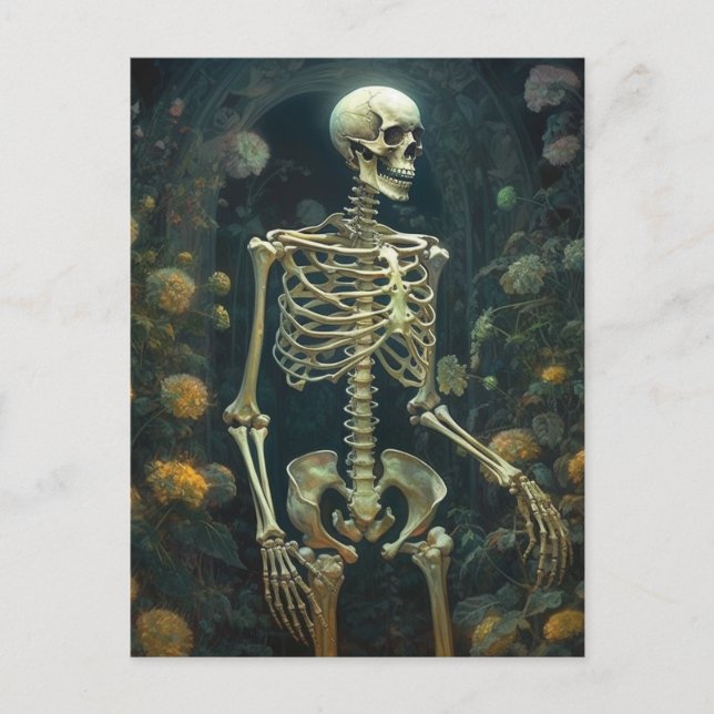 Human Skeleton in the Flowers Postcard (Front)