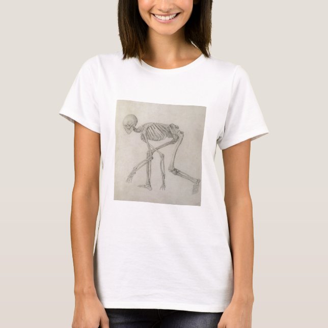 Human Skeleton: Lateral view in Crouching Posture, T-Shirt (Front)