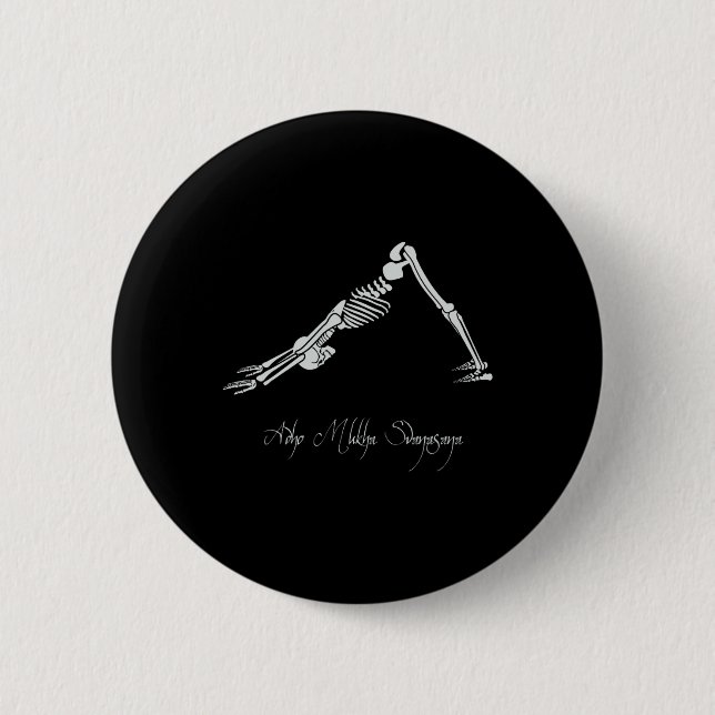 Human Skeleton Make Yoga Downward Facing Dog Pose  6 Cm Round Badge (Front)
