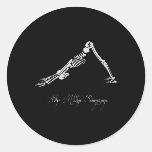 Human Skeleton Make Yoga Downward Facing Dog Pose Classic Round Sticker