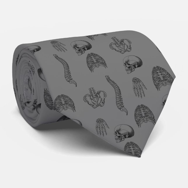 Human Skeleton Pattern Tie (Rolled)
